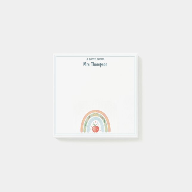 Post-it® Enseignant École Primaire Pomme Arc-en-ciel Mignon (Devant)