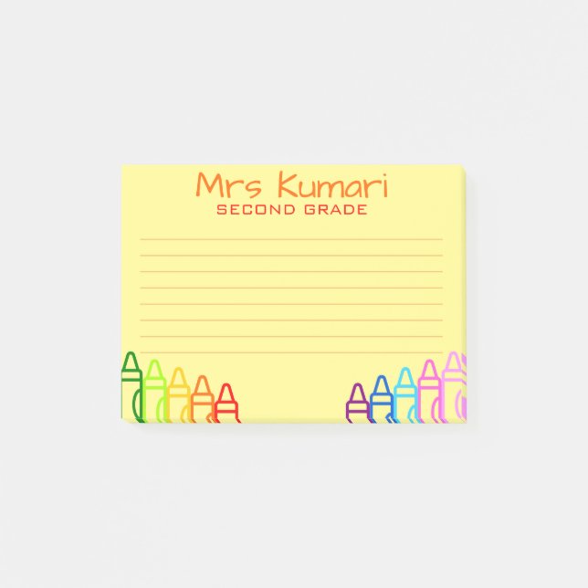 Post-it® Enseignant personnalisé Crayon Design Linked (Devant)