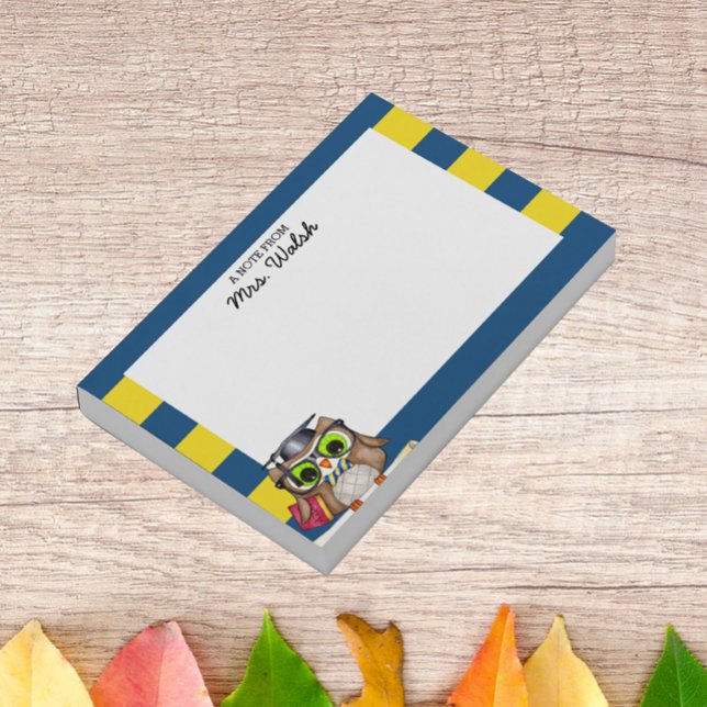 Post-it® Enseignant personnalisé Smart Owl Blue Gold (Créateur téléchargé)