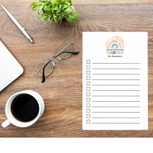 Post-it® Enseignant spécial couleurs rétro boho rainbo (Créateur téléchargé)