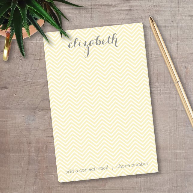 Post-it® Ensemble de papeterie jaune beurre et gris pour fe (Personalized Post-It Notes - Add your name and contact information)