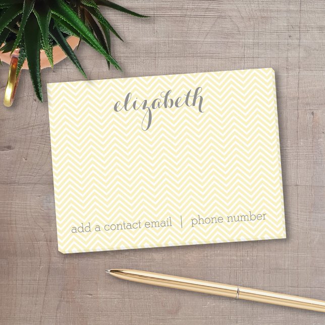 Post-it® Ensemble de papeterie jaune beurre et gris pour fe (Personalized post-it notes with a monogram and contact information - low quantity available)