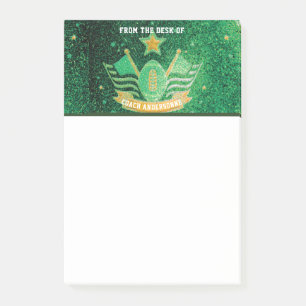 Post-it® Entraîneur de football américain Green Gold Glitte