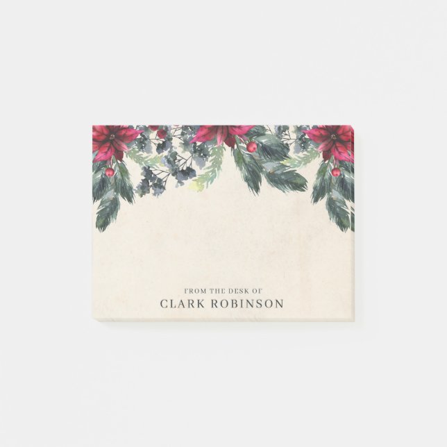 Post-it® Épinette verte Rouge Poinsettie Noël (Devant)