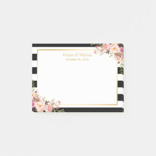 Post-it® Épouser blanc noir floral vintage élégant de
