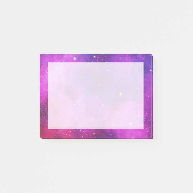 Post-it® Espace rose & violet & Étoiles Faux Galaxy (Devant)