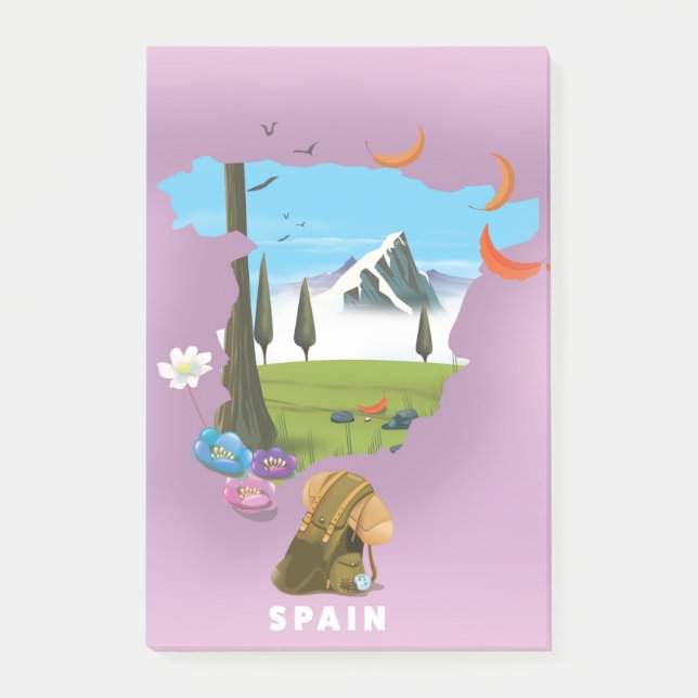 Post-it® Espagne Carte illustrée affiche de voyage (Devant)