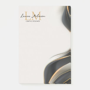 Post-it® Esthétique Luxueuse Élégante Monogramme Voile Noir