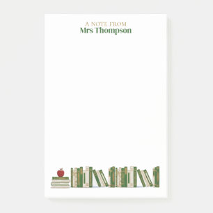 Post-it® Étagère De Livres Pomme Or Vert Enseignant Personn