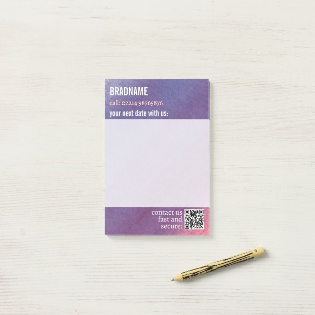 Post-it® étiquette rappel adhésive violette cool (Sur un bureau)