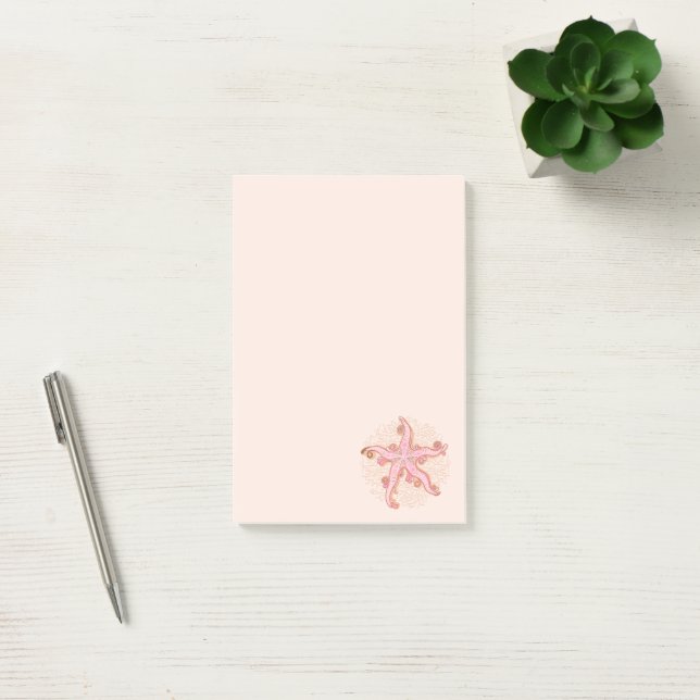 Post-it® Étoiles de mer et motif pastel rose corail (Bureau)