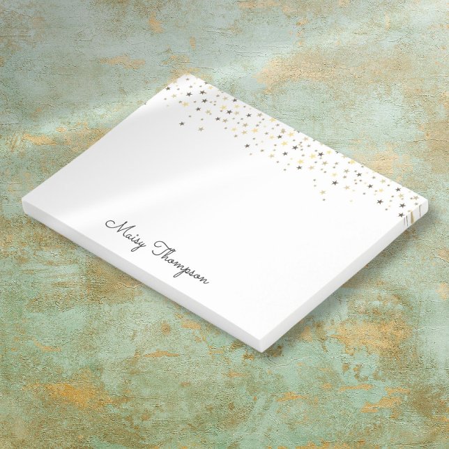 Post-it® Étoiles Dorées Nom Élégant Script (Gold Stars Elegant Script Name Post-it Notes)