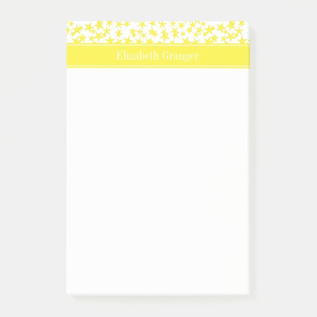 Post-it® Etoiles jaunes Blanc BG, Nom jaune Monogramme (Devant)