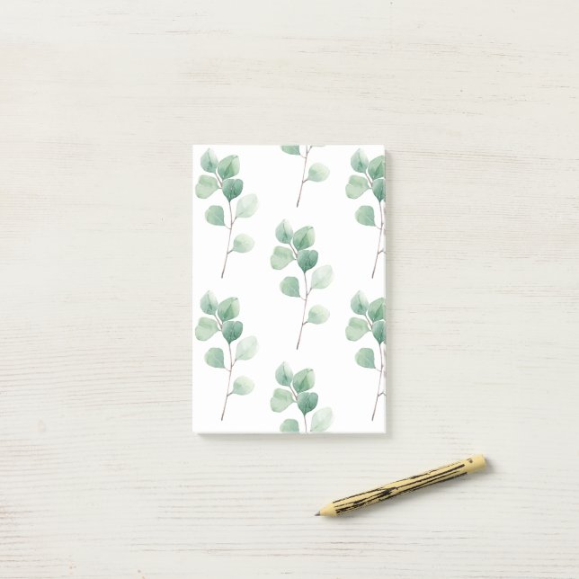 Post-it® Eucalyptus Motif vert (Sur un bureau)