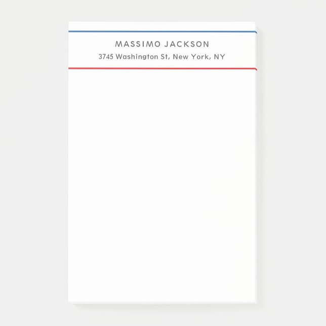 Post-it® Exclusif Personnel Moderne Bleu Rouge Blanc (Devant)