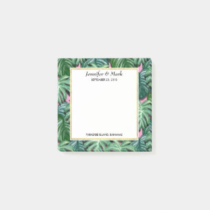 Post-it® Exotic Green Feuille Motif Mariage