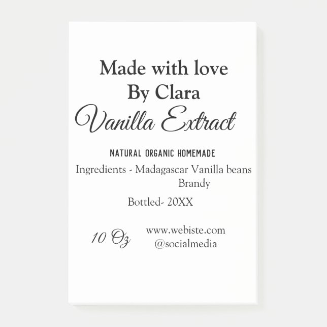 Post-it® Extrait de vanille fait maison ajouter les ingrédi (Devant)