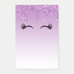 Post-it® Eyelashes rose et noir élégant sur Parties scintil