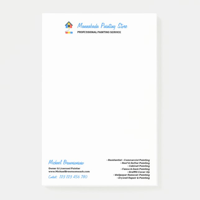 Post-it® Facture de service de peinture Moderne Professionn (Devant)
