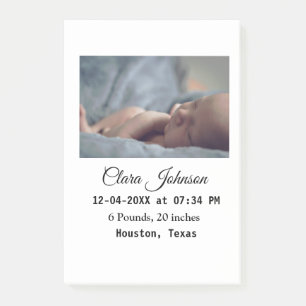 Post-it® Faire-part de naissance ajoutez photo date heure l
