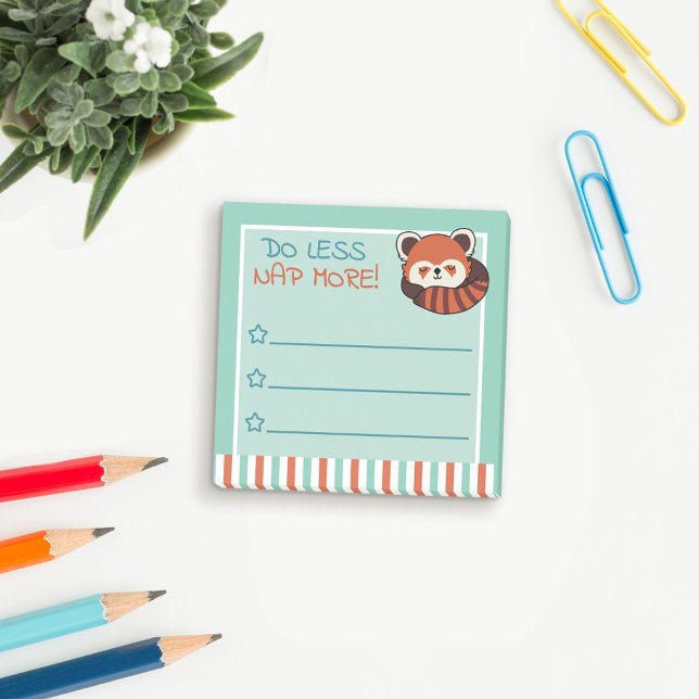 Post-it® Faites moins de sieste Plus Rouge Panda Drôle À Fa (Créateur téléchargé)