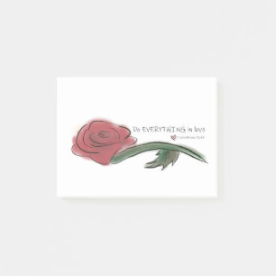 Post-it® Faites tout en amour Bible Verse et Rose