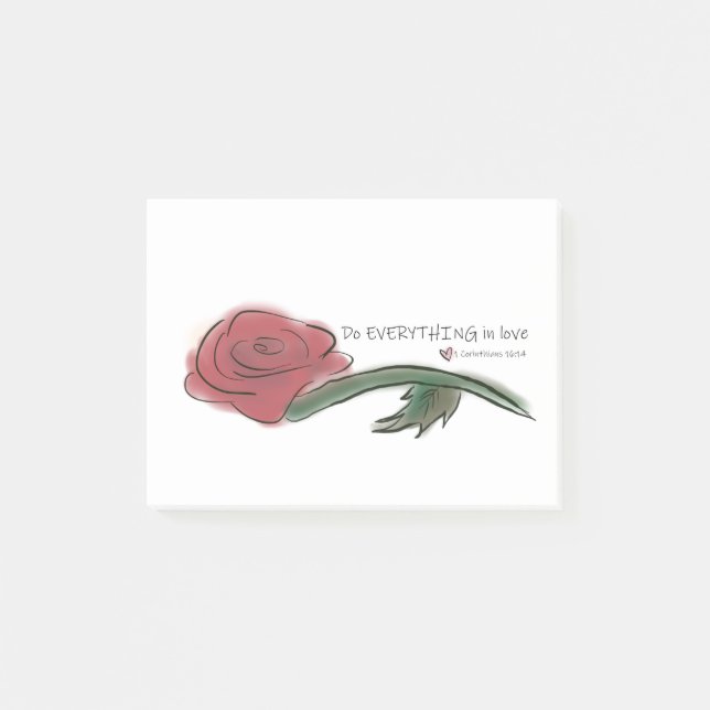Post-it® Faites tout en amour Bible Verse et Rose (Devant)