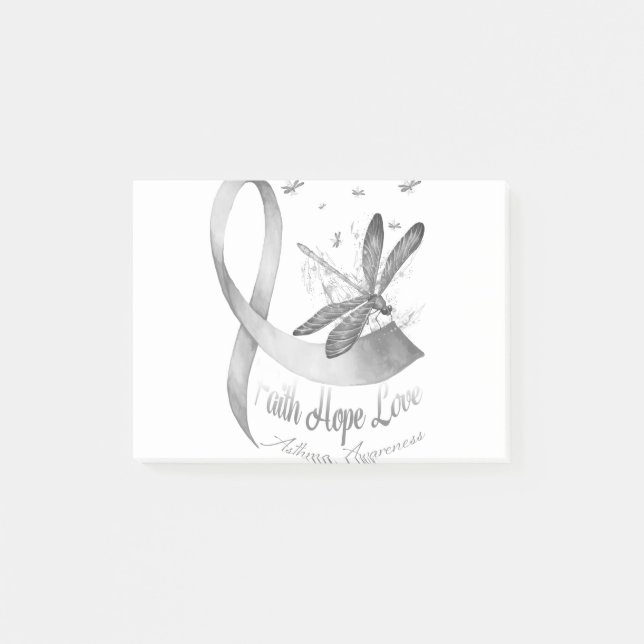 Post-it® Faith Hope Love Dragonfly Grey Asthma Sensibilisat (Devant)