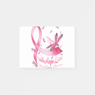 Post-it® Faith Hope Love Dragonfly Pink Ribbon Breast