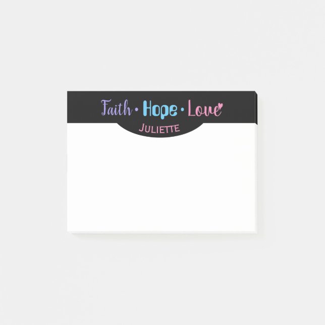 Post-it® Faith Hope Love Heart Inspirational Christian 4x3 (Devant)