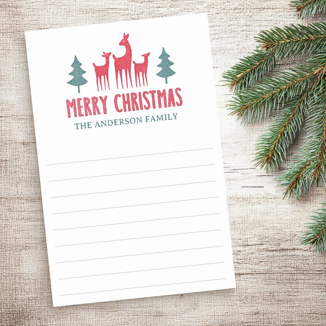 Post-it® Famille de cerfs Joyeux Noël nom aligné (Deer family Merry Christmas name lined Post-it Notes)