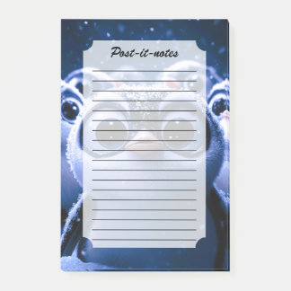 Post-it® Famille de manchots mignons nuit d'hiver enneigée