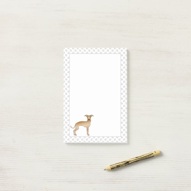 Post-it® Faon Lévrier Italien Chien de Dessin Animé Mignon  (Sur un bureau)