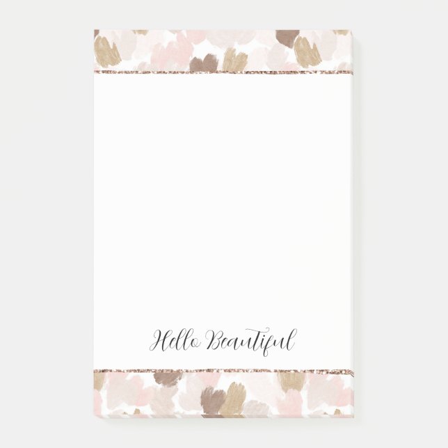 Post-it® Fard rose pailleté crème marron cœurs (Devant)