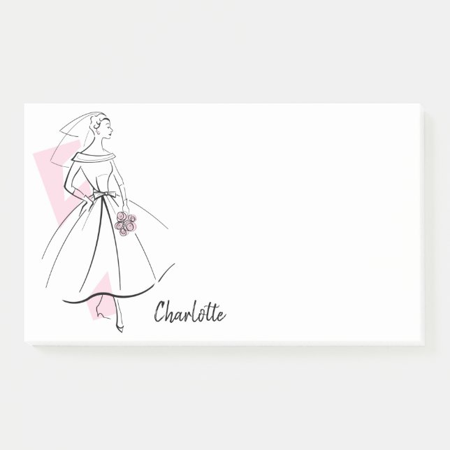 Post-it® Fashion Bride Pink Nom post-it notes (Devant)