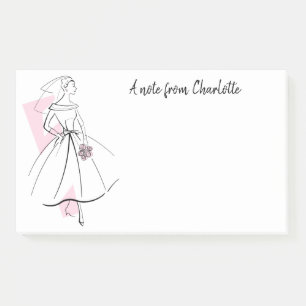 Post-it® Fashion Bride rose Texte post-it notes