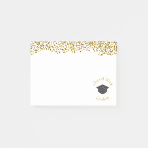 Post-it® Faux Gold Confetti & Graduation Cap Classe de 20xx