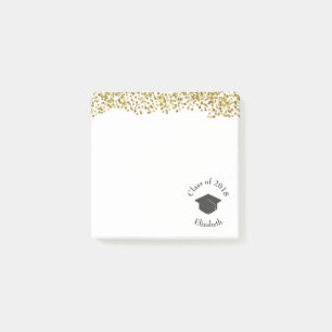 Post-it® Faux Gold Confetti & Graduation Cap Classe de 20xx