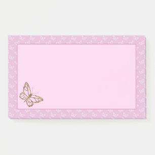 Post-it® Faux Gold Foil Look Papillon sur Lavender Purple