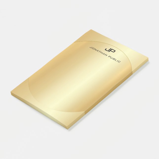Post-it® Faux Gold tendance Élégant Modèle Monogramme moder (Incliné)