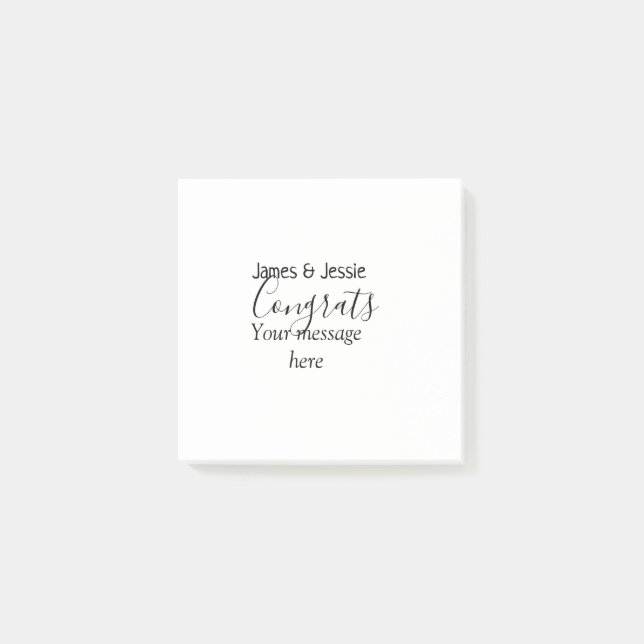 Post-it® Félicitations ajoutez nom message mariage jeune co (Devant)