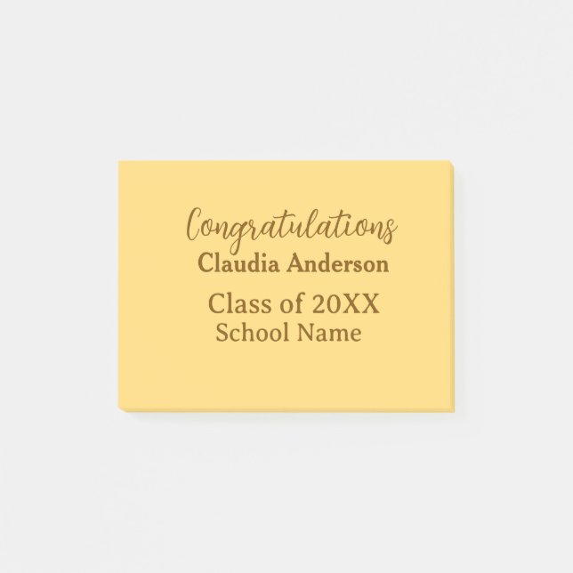 Post-it® Félicitations au diplômé ajoutez le nom de l'école (Devant)