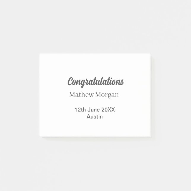 Post-it® Félicitations félicitations diplômé nom année clas (Devant)