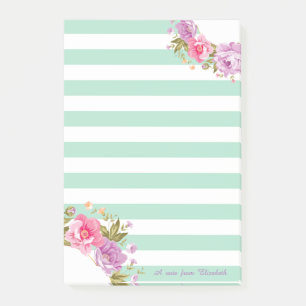 Post-it® Féminin Mignon Floral, Vert Menthe Rayé, Personnal