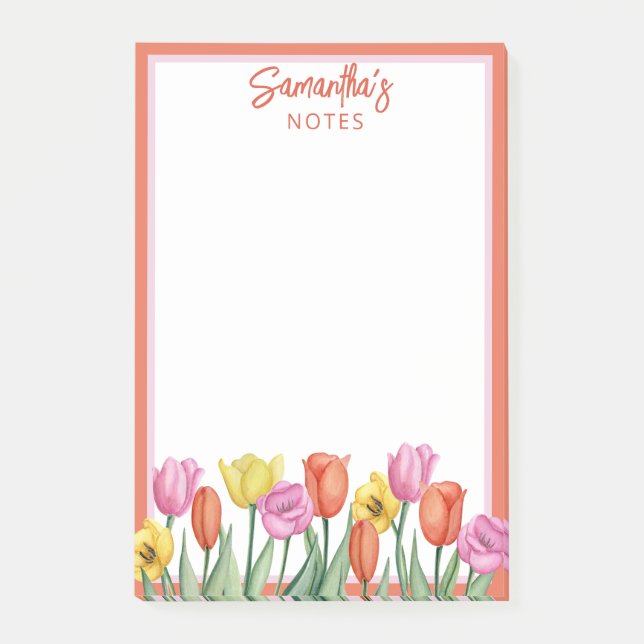 Post-it® Fête d'anniversaire aux tulipes florales (Devant)