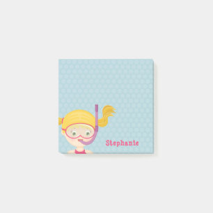 Post-it® Fête de plage pour fille en snorkeling