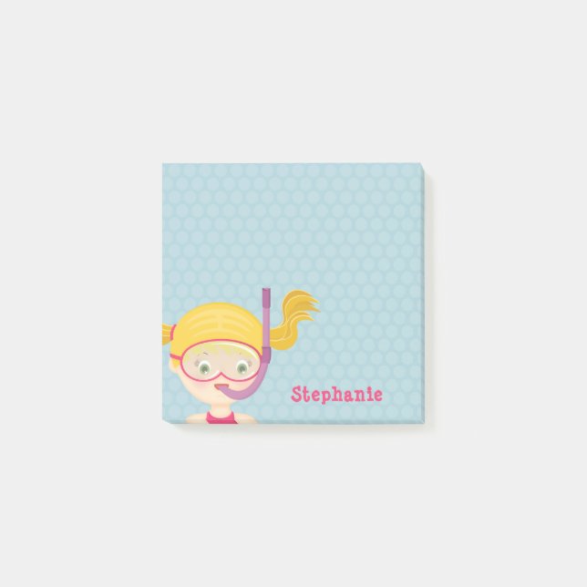 Post-it® Fête de plage pour fille en snorkeling (Devant)