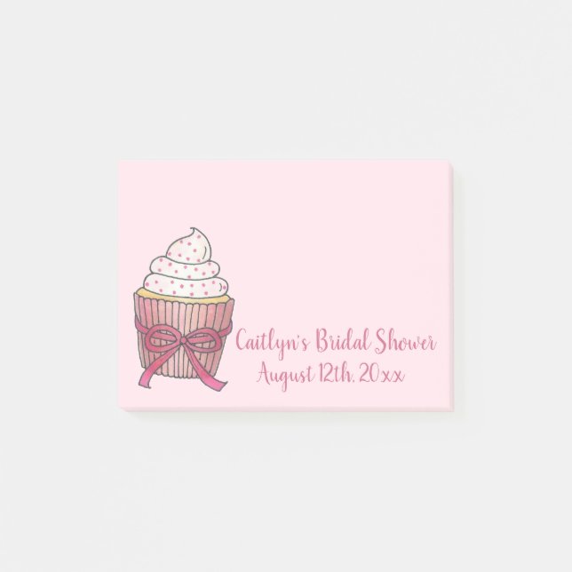 Post-it® Fête des mariées Mariage rose Cupcake Cake Post (Devant)