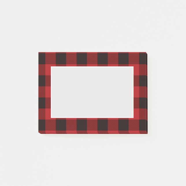 Post-it® fête plaid rouge rustique d'hiver bûcheron (Devant)