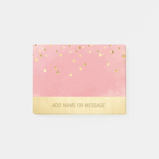 Post-it® Feuille d'or rose personnalisée de Faux (Devant)